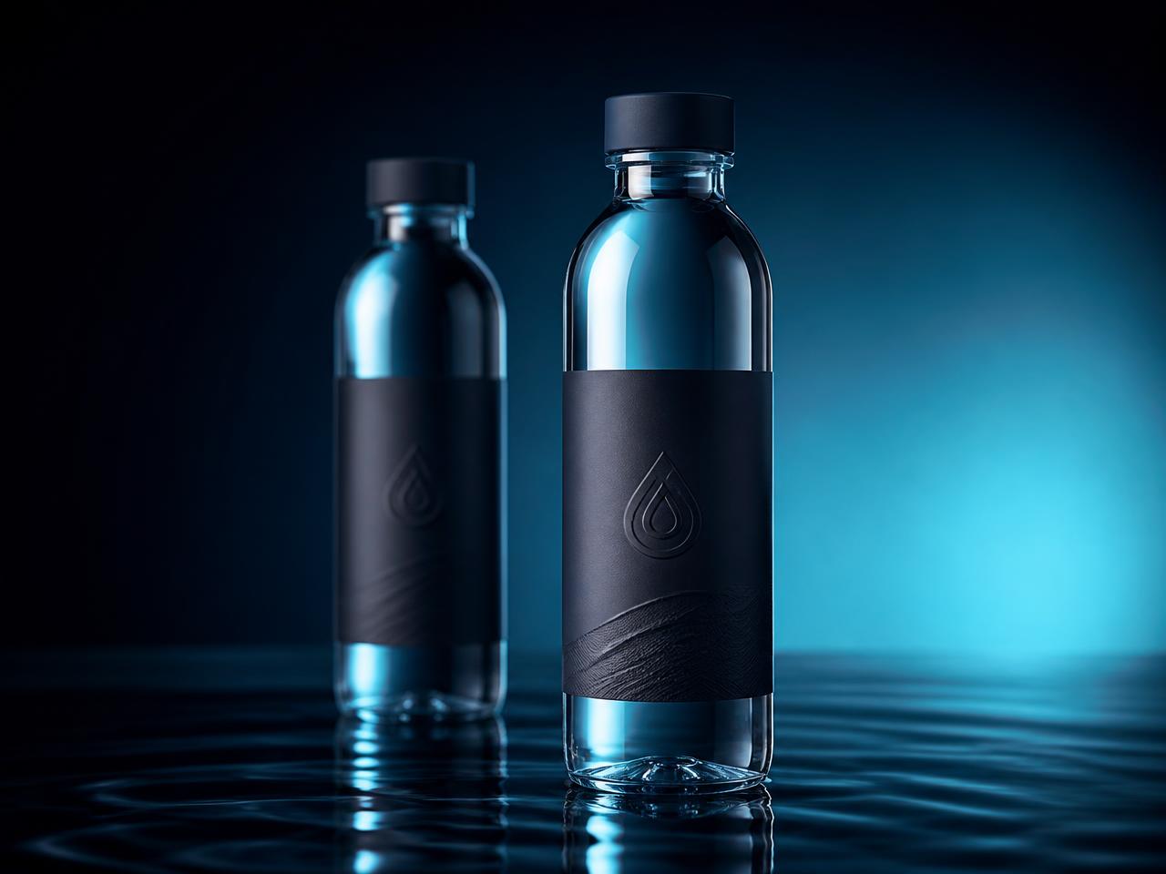 Executive bottled water with custom-branded labels